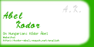 abel kodor business card
